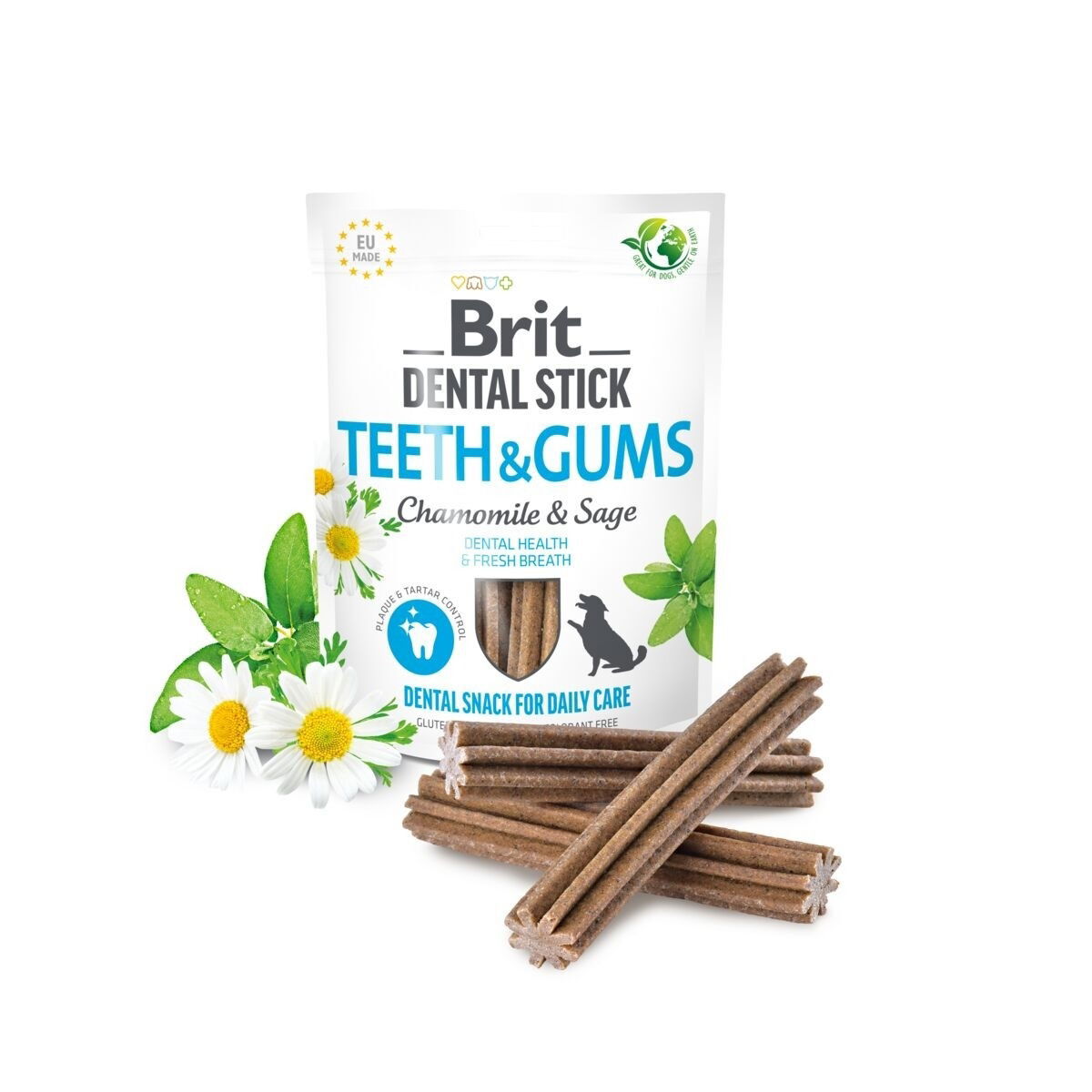 Brit Care Dental Stick Teeth & Gums with Chamomile & Sage 7 pcs