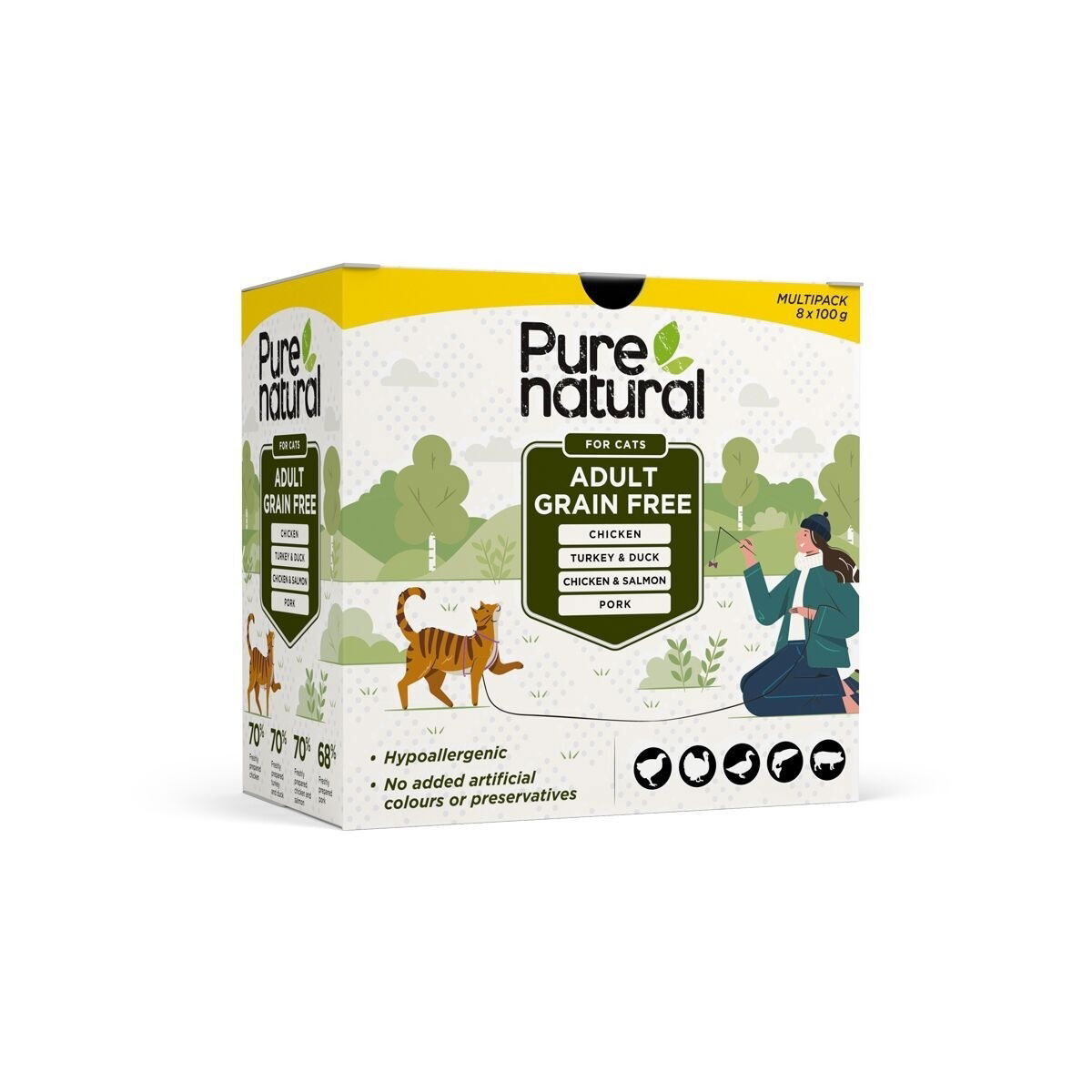 Purenatural Adult Multipack våtfôr til katter 8x100 g