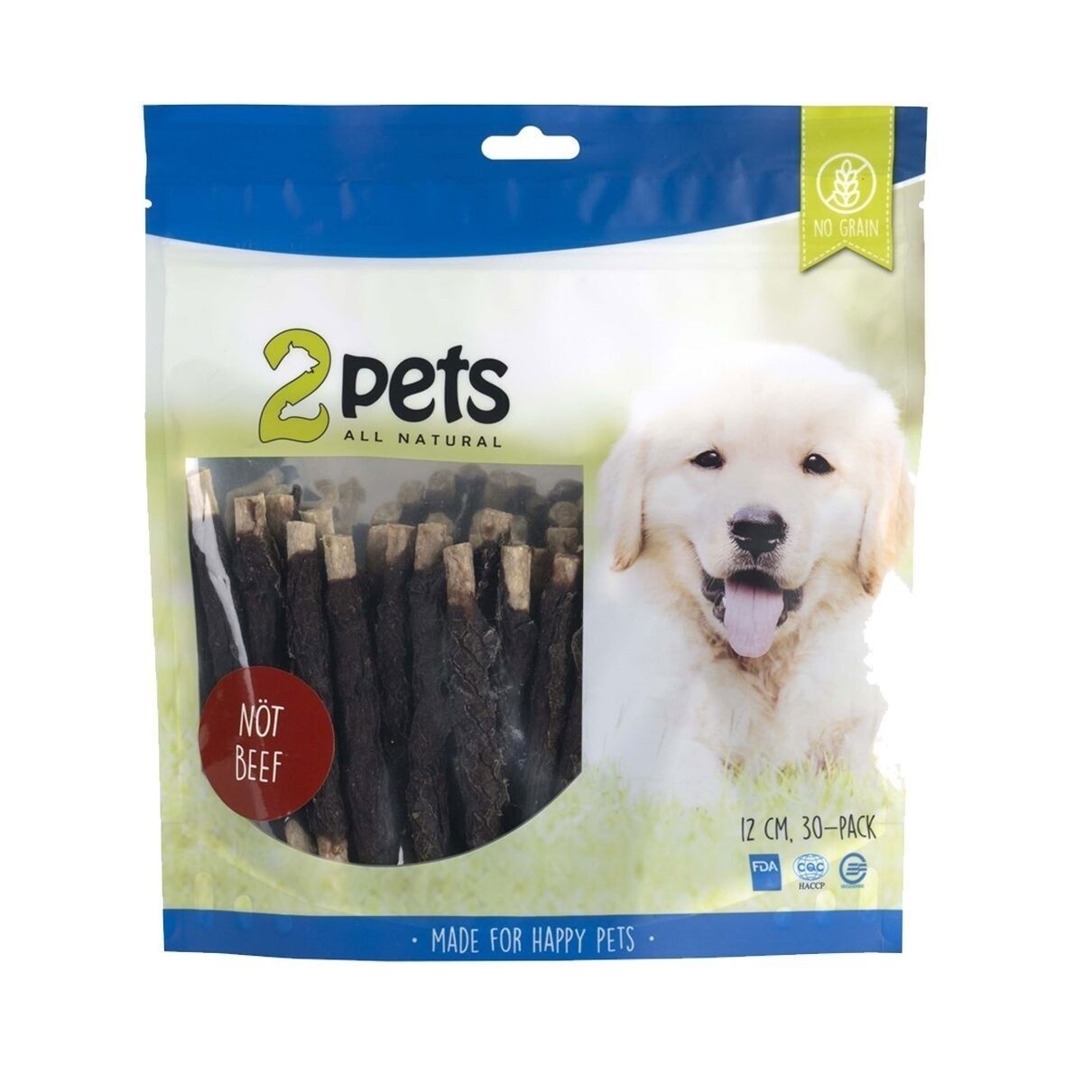 2pets Munchy stick w. Beef 12cm 30pcs