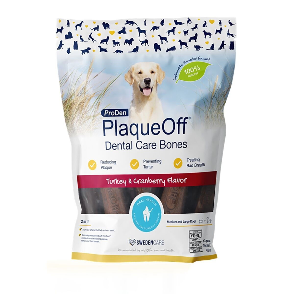 PlaqueOff Dental Care Bones Kalkon- och Tranbär