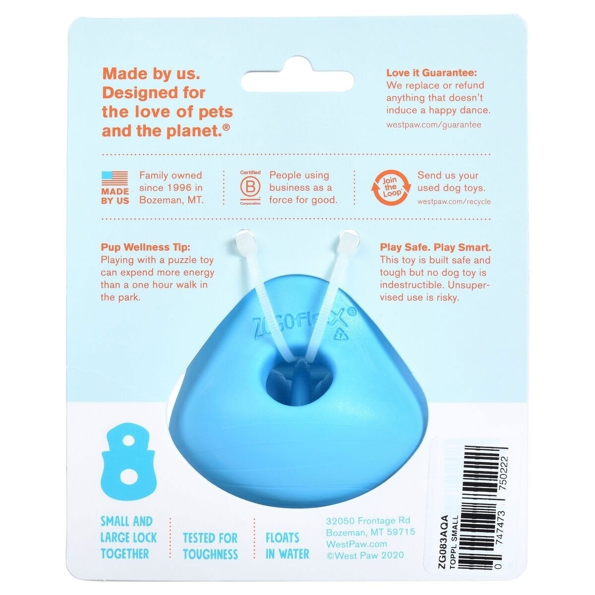 West Paw Toppl aqua blue
